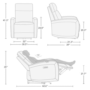 Power Recliner Chair with Zero Wall Design & USB Charging