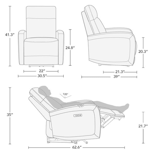 Power Recliner Chair with Zero Wall Design & USB Charging
