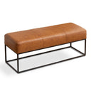 47" Faux Leather Entryway Bench with Metal Frame