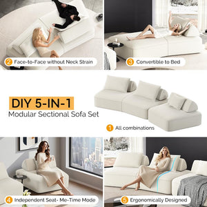 Oversized Modular Sectional Sofa with Removable Backrests & Deep Seat