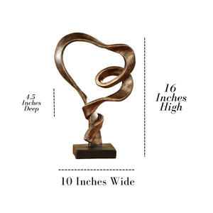 Abstract Heart Resin Sculpture – Antique Gold