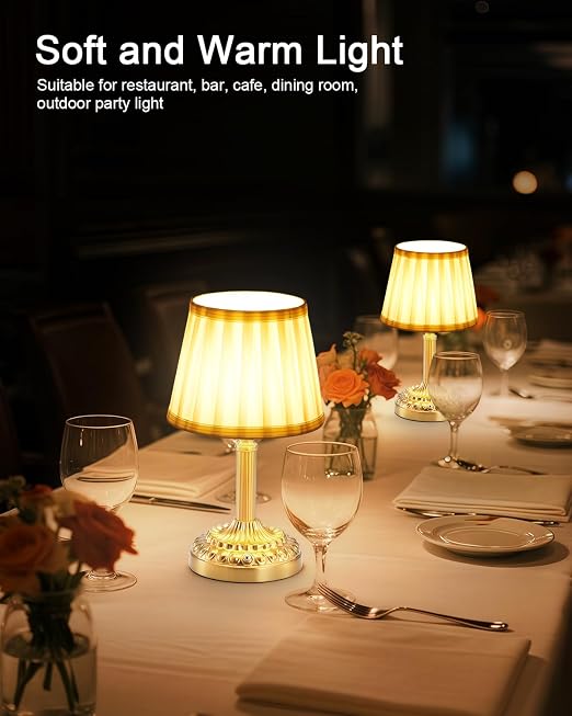 Rechargeable Cordless Table Lamp 2 Pack — Dimmable Touch Night Light