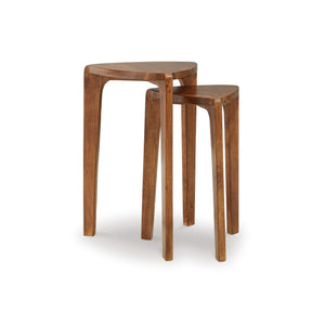 Nesting Accent Table Set of 2 – Solid Wood, Medium Brown