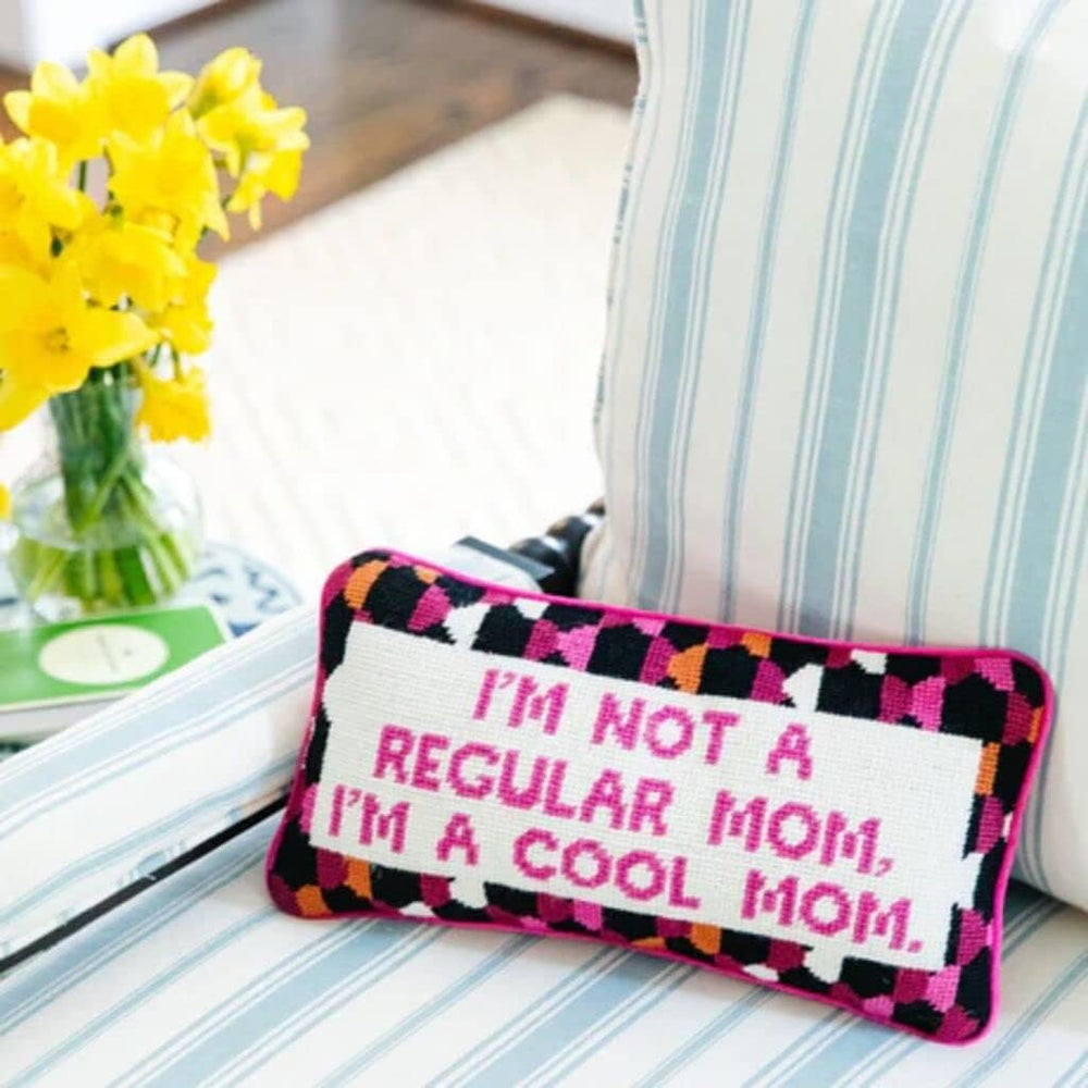 Needlepoint Throw Pillow – Wool Embroidered Accent Pillow