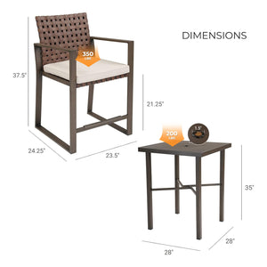 3-Piece Outdoor Counter Height Bar Set with Wicker & Umbrella Hole
