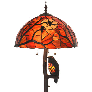Tiffany Style Stained Glass Floor Lamp – Ravens & Moon