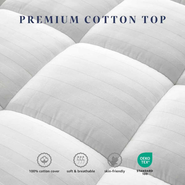 Cotton Pillow Top Mattress Topper with Deep Pocket Skirt