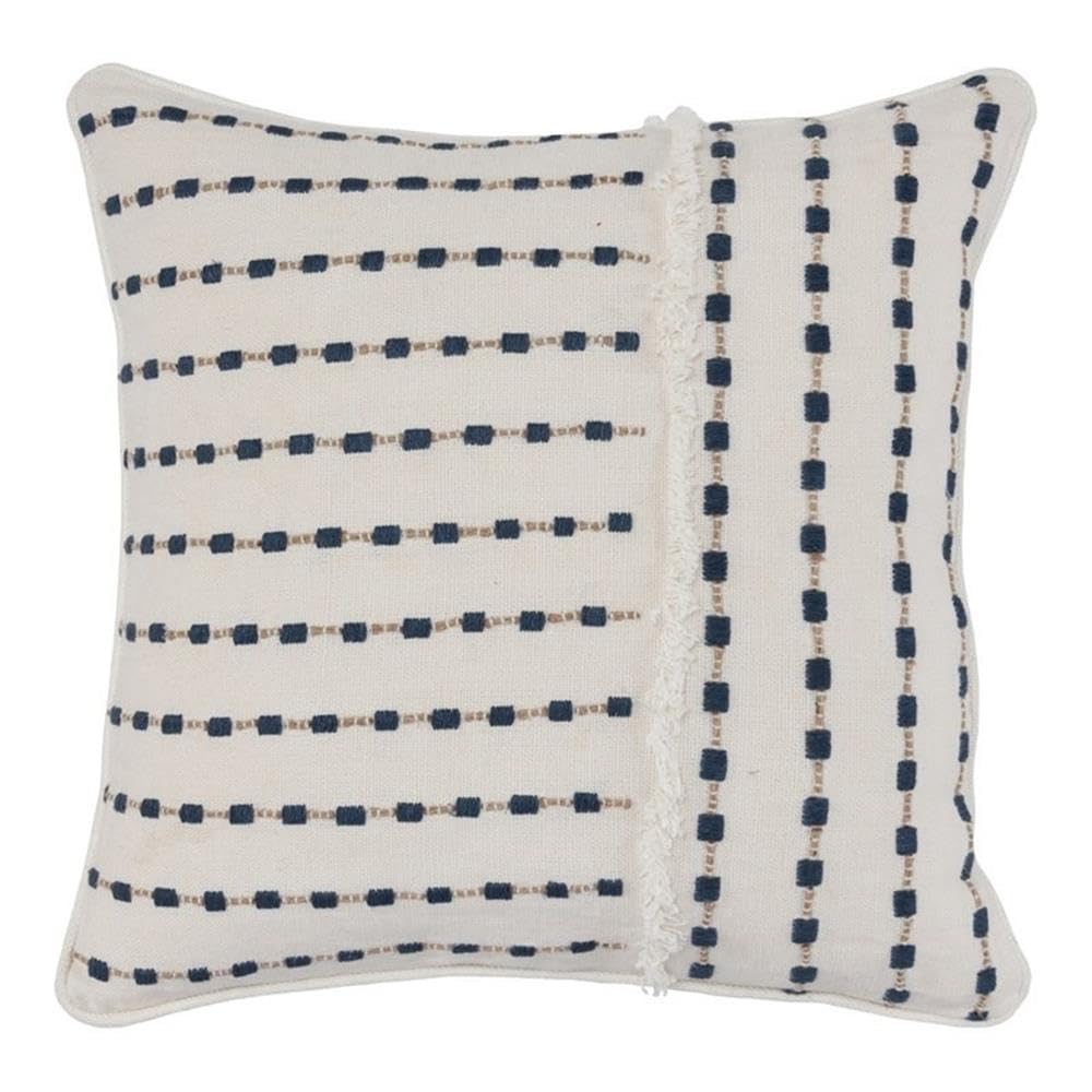 20x20 Blue Linen Throw Pillow with Duck Down Fill