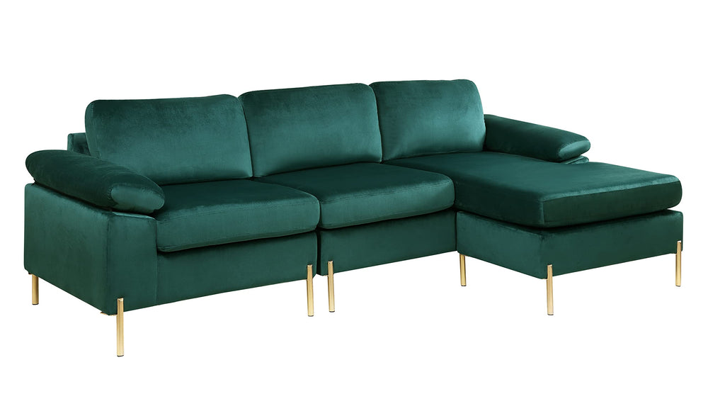 101" L-Shaped Velvet Sectional Sofa with Chaise