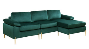 101" L-Shaped Velvet Sectional Sofa with Chaise
