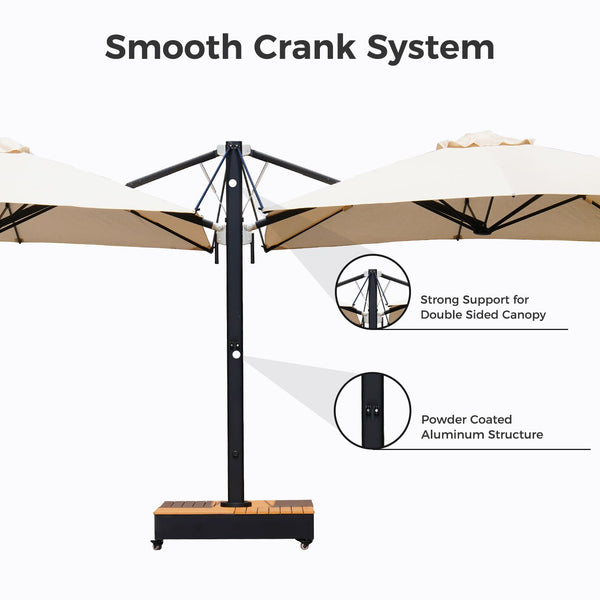 10x10 FT Double-Sided Cantilever Patio Umbrella with Base & Cover
