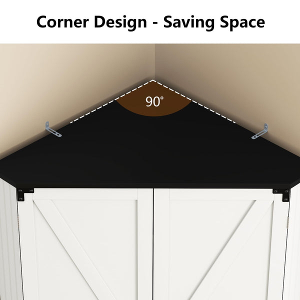 Corner Wardrobe Closet with Hanging Rod