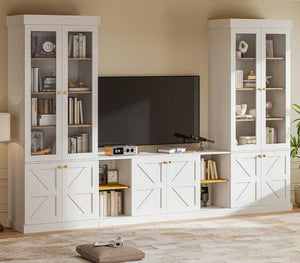 3-Piece Farmhouse TV Stand & Bookcase Set