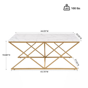 3-Piece Faux Marble Nesting Coffee Table Set with Gold Metal Frame