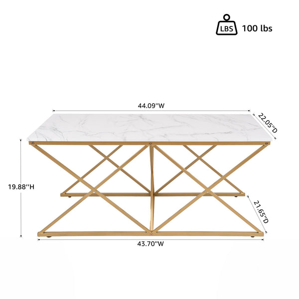 3-Piece Faux Marble Nesting Coffee Table Set with Gold Metal Frame