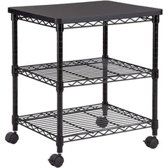 3-Tier Rolling Printer Cart Stand with Steel Shelves