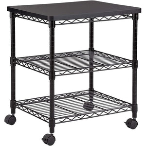 3-Tier Rolling Printer Cart Stand with Steel Shelves