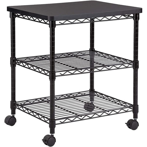 3-Tier Rolling Printer Cart with Steel Shelves