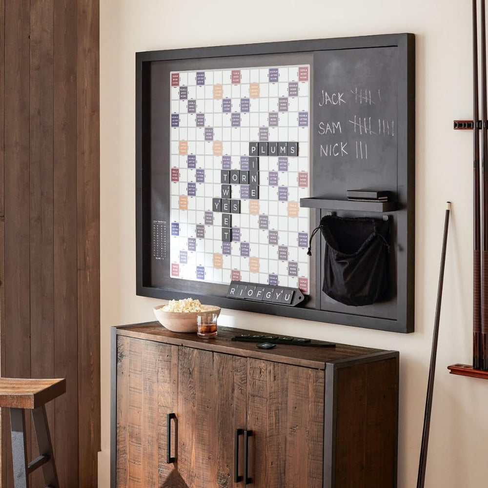 Oversized Magnetic Wall Word Game Board with Chalkboard & Storage