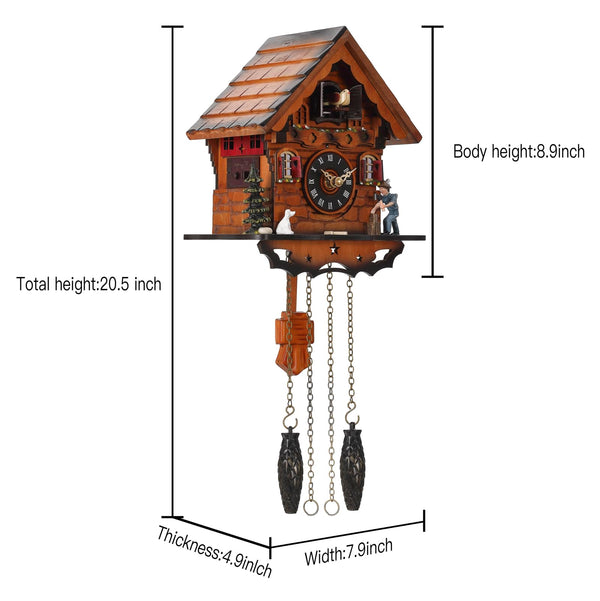 Wooden Cuckoo Wall Clock with Pendulum