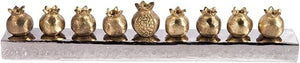 Pomegranate Strip Hanukkah Menorah — Aluminum, 14.5 Inch