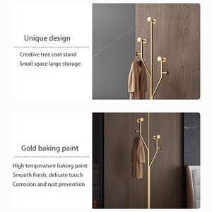 Metal Coat Rack with Marble Base — Freestanding Hook Stand