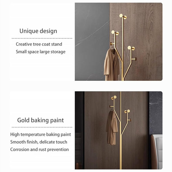 Metal Coat Rack with Marble Base — Freestanding Hook Stand