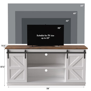 TV Stand with Sliding Barn Doors & Storage Cabinets – 58" & 65"
