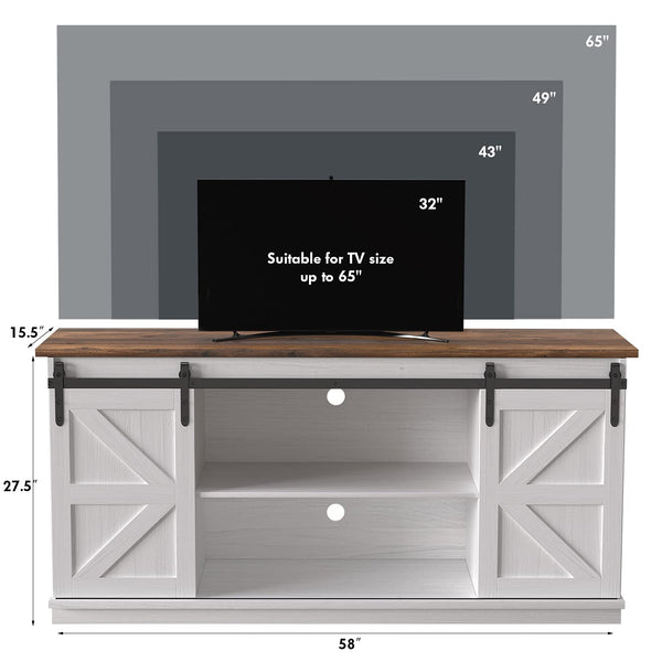 TV Stand with Sliding Barn Doors & Storage Cabinets – 58" & 65"