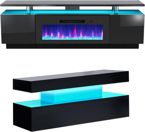 3-Piece Modern Living Room Table Set with Fireplace TV Stand & Coffee Table