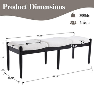 55 Inch Upholstered Ottoman Bench with Wood Legs
