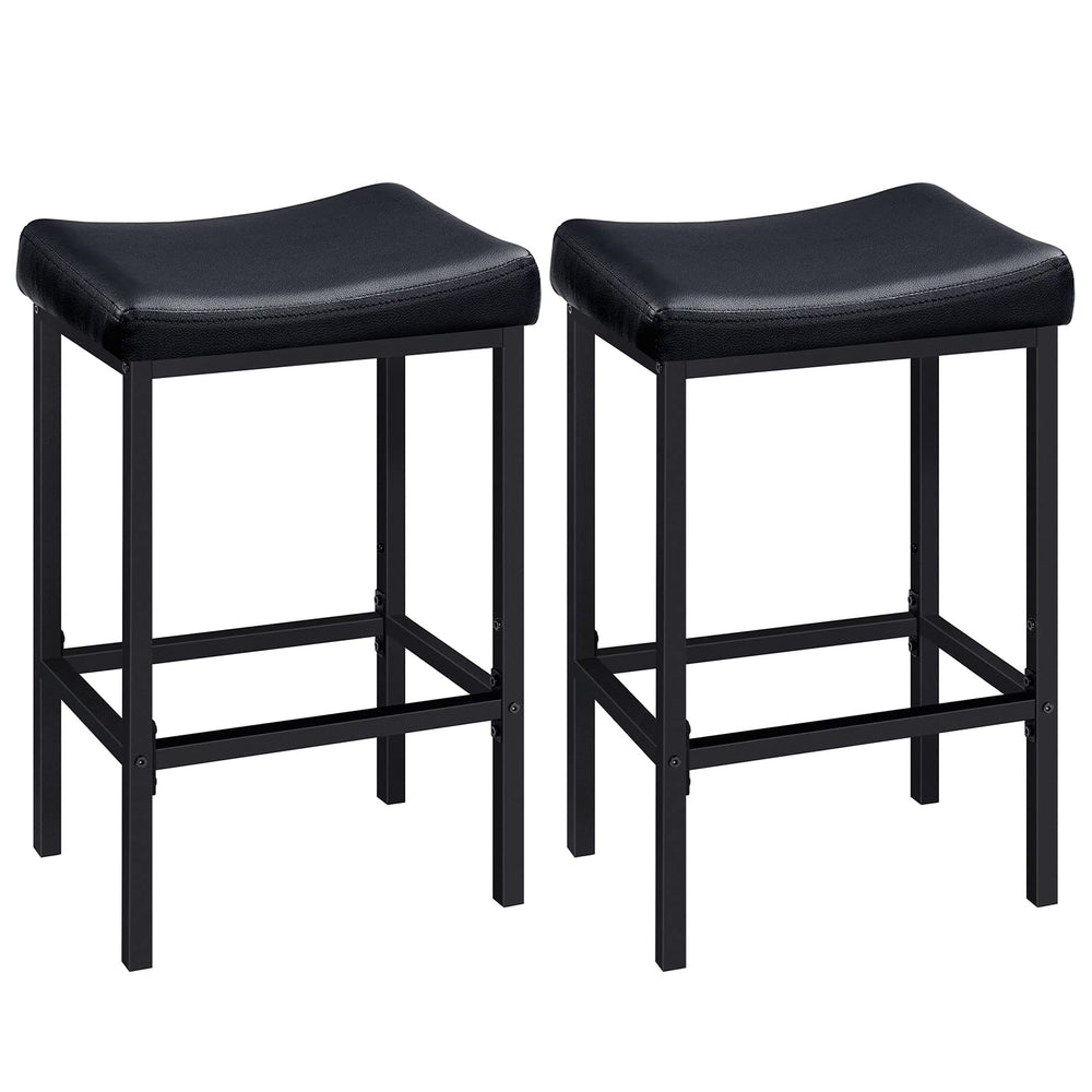 Counter Height Bar Stools with PU Leather Saddle Seat — Set of 2, 3, or 4