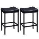 Counter Height Bar Stools with PU Leather Saddle Seat — Set of 2, 3, or 4