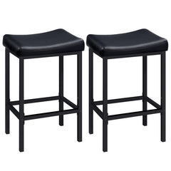 Counter Height Bar Stools with PU Leather Saddle Seat — Set of 2, 3, or 4
