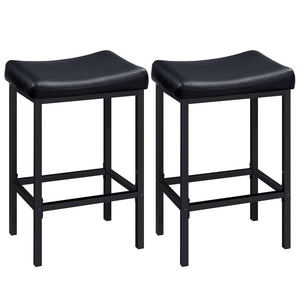 Counter Height Bar Stools with PU Leather Saddle Seat — Set of 2, 3, or 4