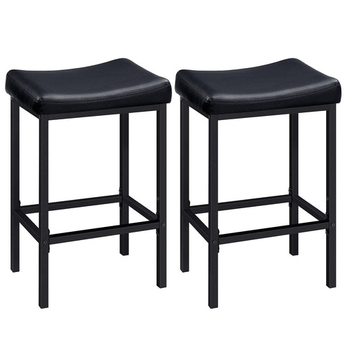 Counter Height Bar Stools with PU Leather Saddle Seat — Set of 2, 3, or 4