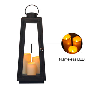 LED Hanging Lantern with Dancing Flame Timer Candle