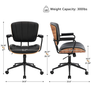 Mid-Century Modern Office Chair with Walnut Back