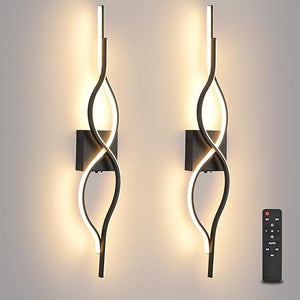 LED Wall Sconces Set of 2 – Dimmable, Remote Control, USB Rechargeable