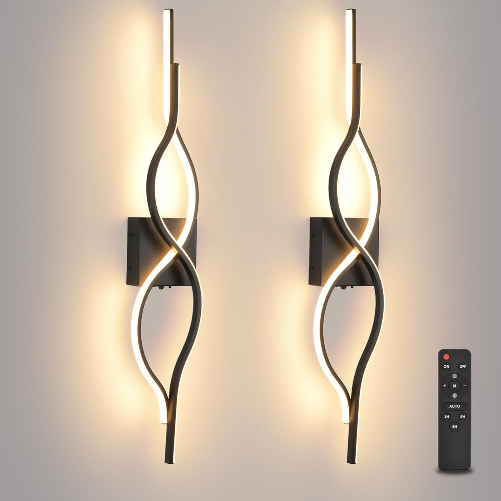 Battery Operated LED Wall Sconces Set of 2 – Dimmable, Remote Control