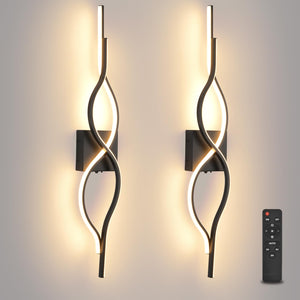 Battery Operated LED Wall Sconces Set of 2 – Dimmable, Remote Control