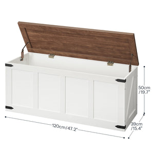 Storage Bench with Toy Box & Safety Hinges – Farmhouse Wooden Chest