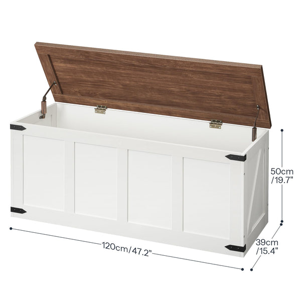 Storage Bench with Toy Box & Safety Hinges – Farmhouse Wooden Chest