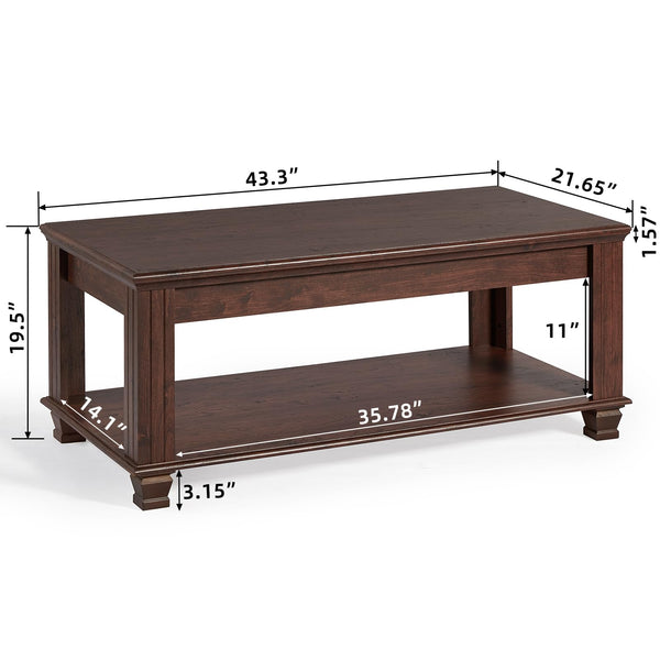 Farmhouse Coffee Table with Open Storage Shelf
