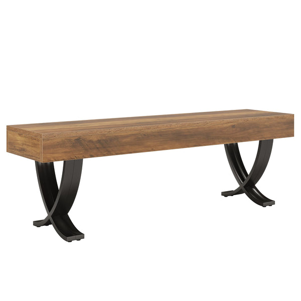 55-Inch Industrial Entryway Shoe Bench with Metal X-Shaped Legs