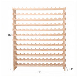144-Bottle Freestanding Wood Wine Rack with Modular Stackable Shelves