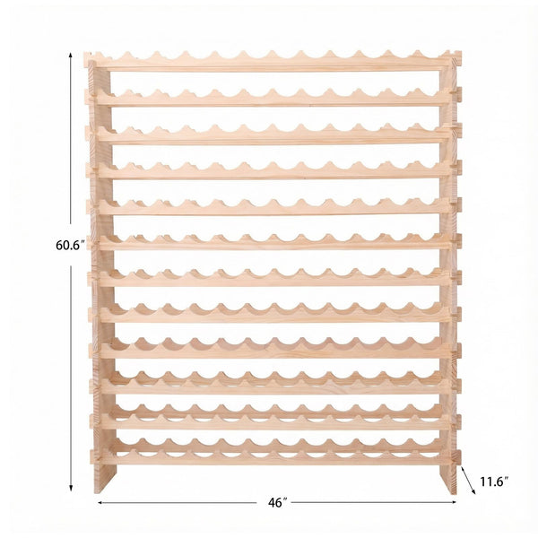144-Bottle Freestanding Wood Wine Rack with Modular Stackable Shelves