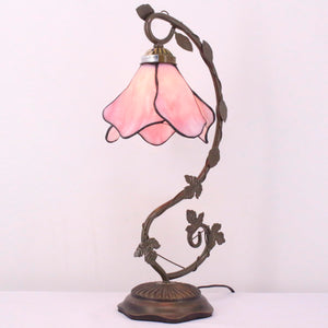 Tiffany Style Pink Stained Glass Table Lamp 21 Inch