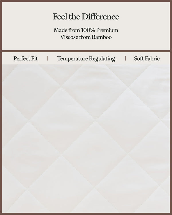 Bamboo Cooling Mattress Topper with Elastic Hem