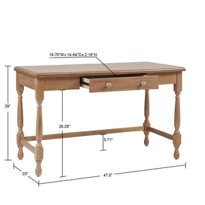 Farmhouse Writing Desk with Drawer – Natural Wood, 47.5"W